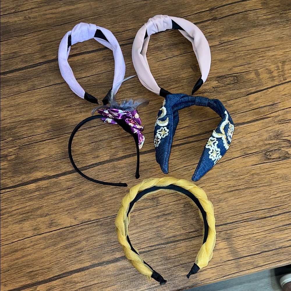 Lot of 5- Stylish Kids Headband Set - Purple, Pink, Blue,‎ Yellow